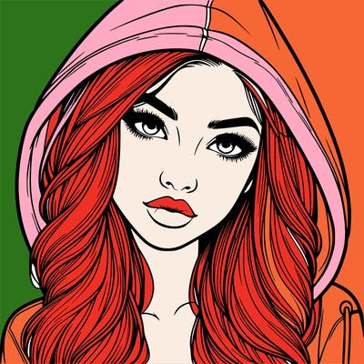 realistic beautiful girl with a hood on