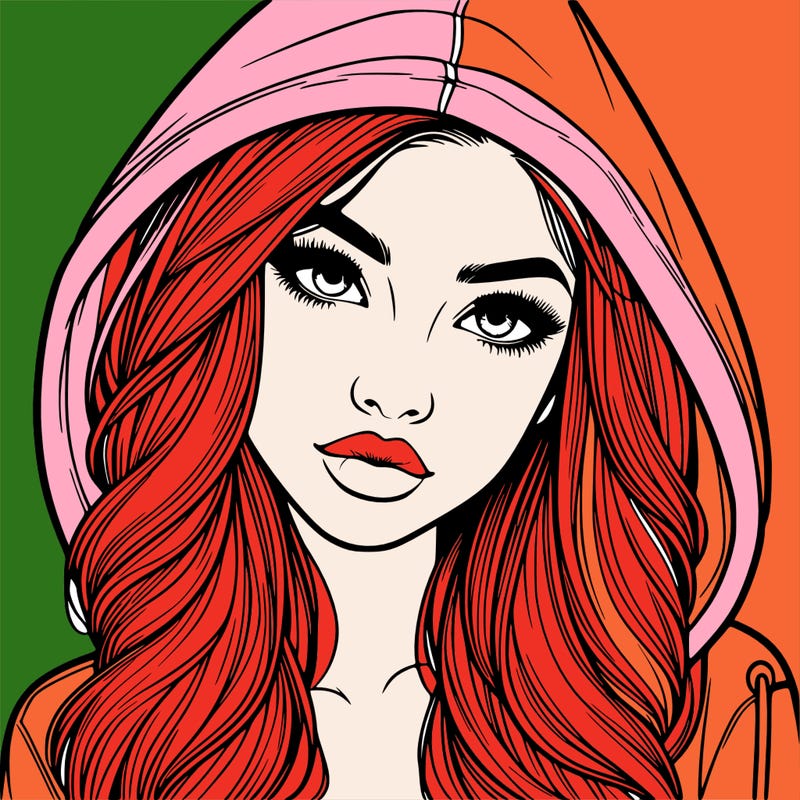 realistic beautiful girl with a hood on