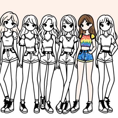 a group of girls wearing crop tops and shorts