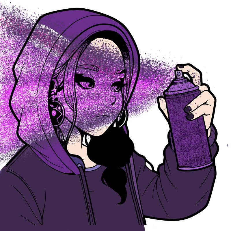 a realistic girl, spray painting