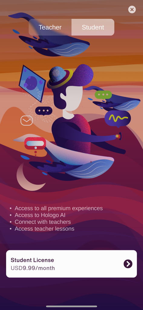 Hologo - Hologo app student license subscription plan and features overview