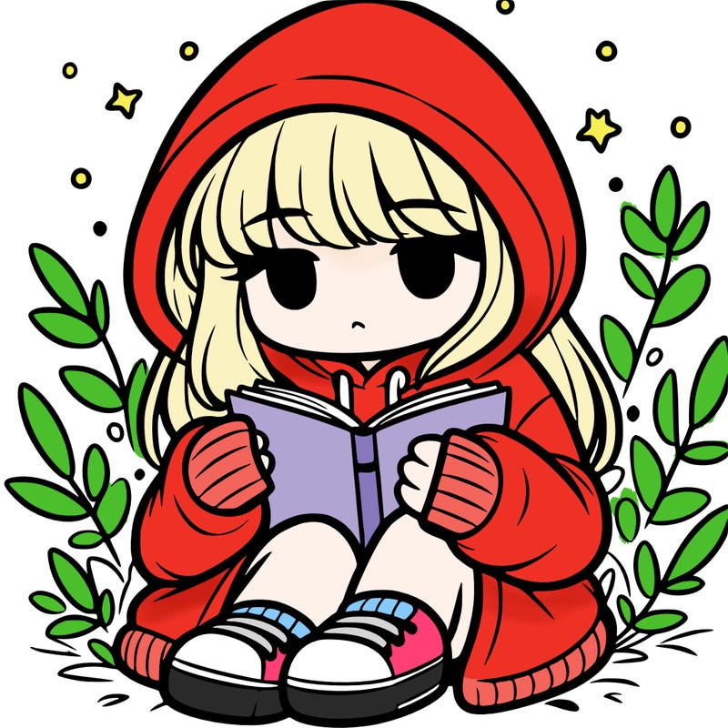 girl in oversized hoodie reading a book
