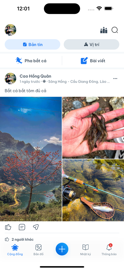 Fishmap - Fishmap app community social feed displaying user posts of fishing catches and locations