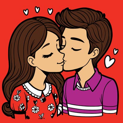 boyfriend and girlfriend kissing