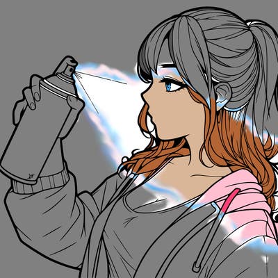 a realistic girl spray, painting