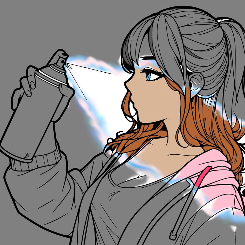 a realistic girl spray, painting