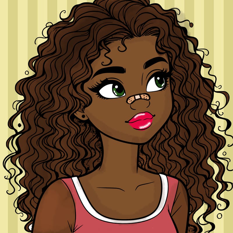 realistic girl with curly hair