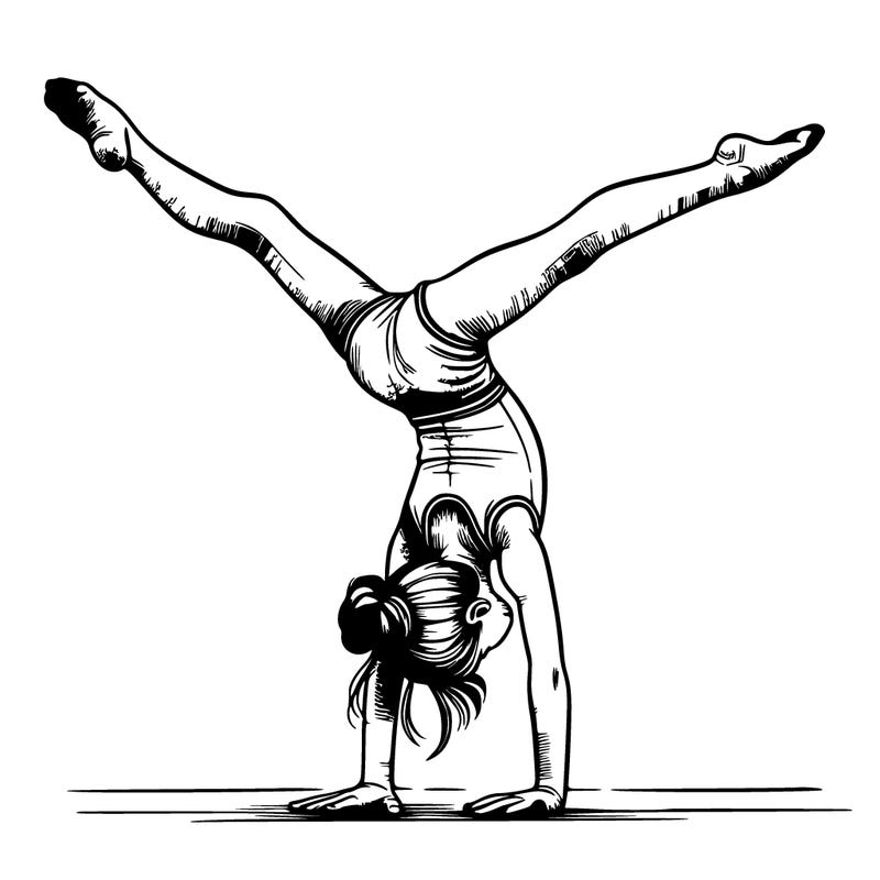 realistic gymnastic hand stand girl in four splits
