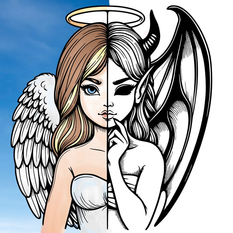 realistic angel half demon