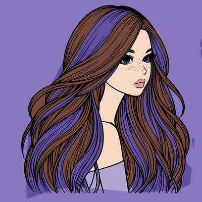 realistic girl with long realistic hair