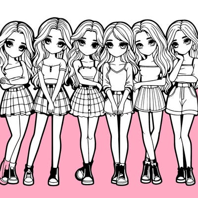 a group of girls realistic