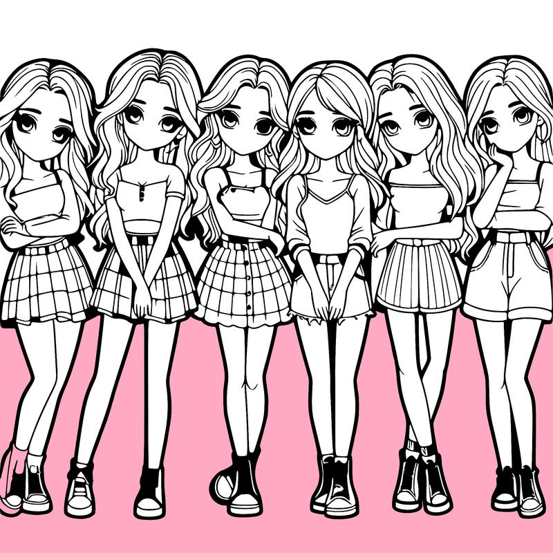 a group of girls realistic