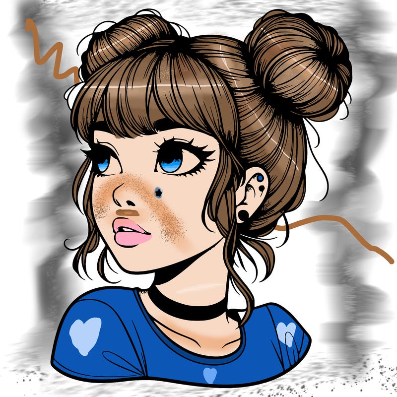 realistic girl with spacebuns