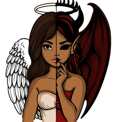 realistic angel half demon