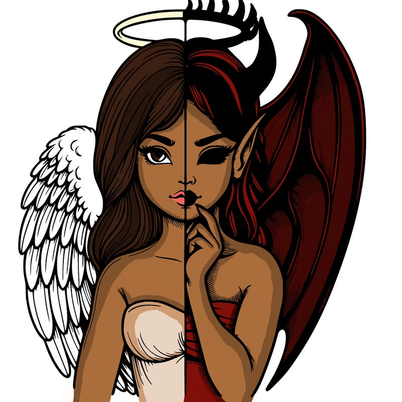 realistic angel half demon