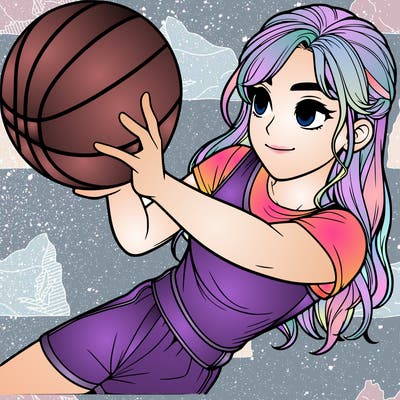 realistic girl playing basketball