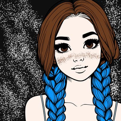 realistic girl with braids