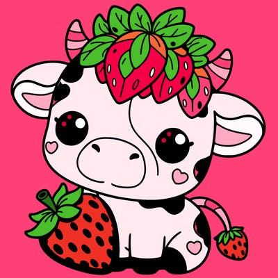 cute strawberry cow