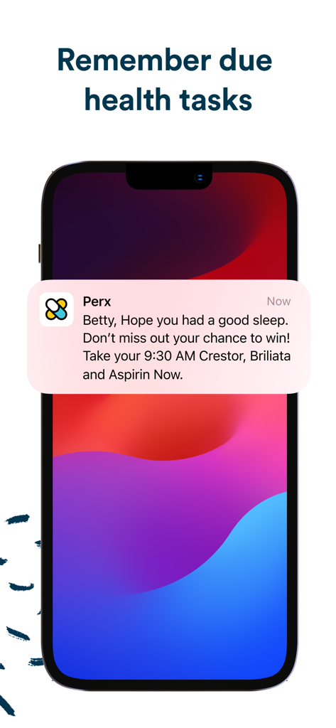 Smartphone notification from Perx Health reminding a user to take their morning medication