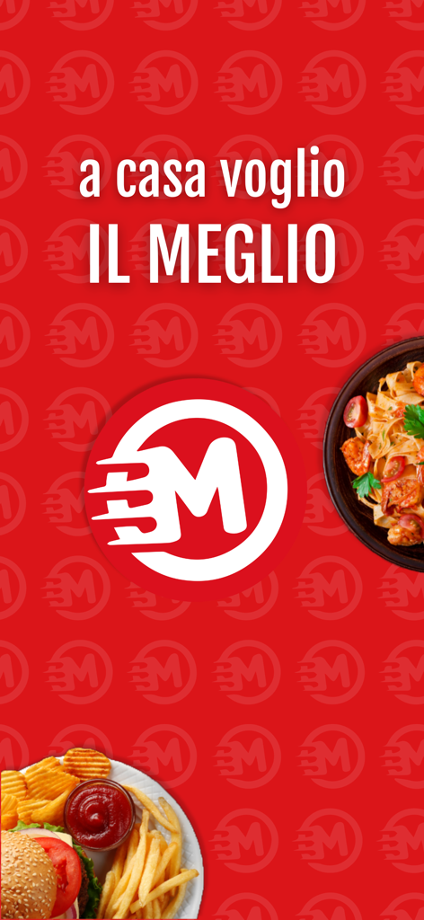 Mangiatutto Delivery app promotional screen with the brand logo and food illustrations