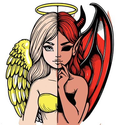 realistic angel half demon