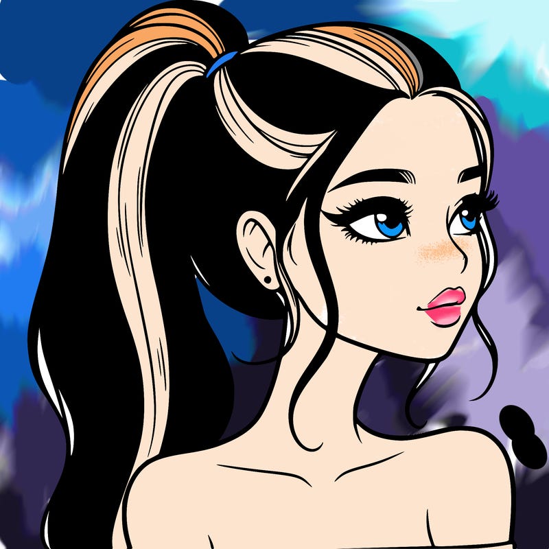 a beautiful and realistic girl with a high pony tail