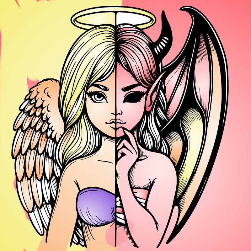 realistic angel half demon