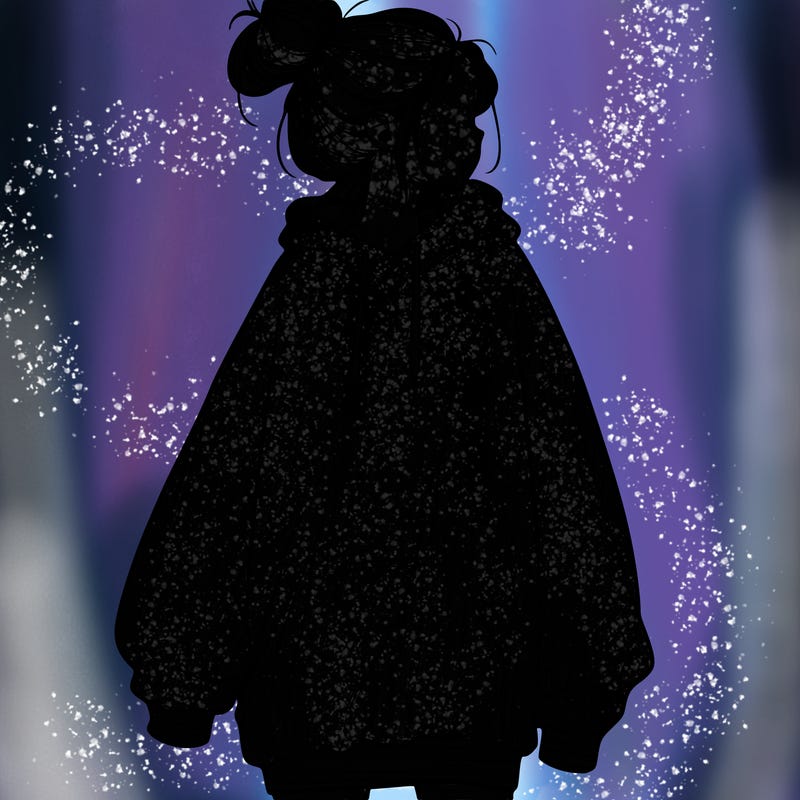 realistic girl with a oversized sweatshirt on and a bun