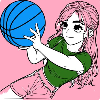 realistic girl playing basketball