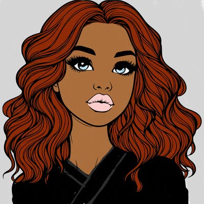 realistic girl with wavy hair and lips