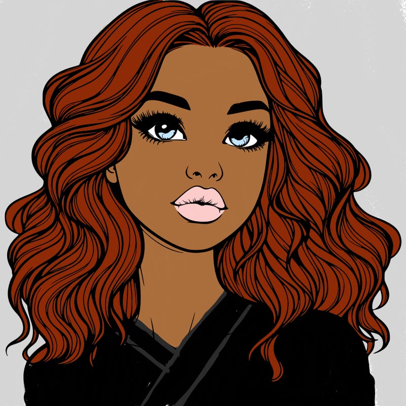 realistic girl with wavy hair and lips
