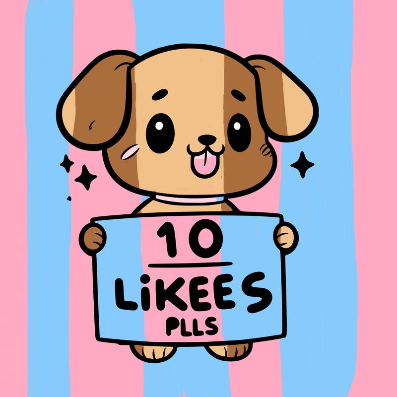 cute dog holding a sign saying 10 likes pls