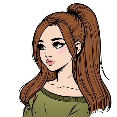 realistic girl with a high ponytail