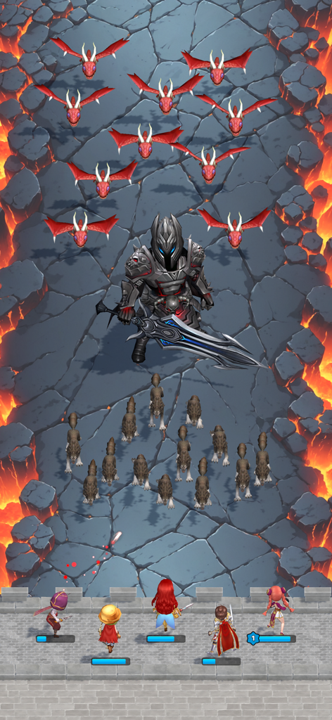 Kings Defender: Tower Defense - Strategic hero battle against a dark knight boss and flying dragons in Kings Defender Tower Defense