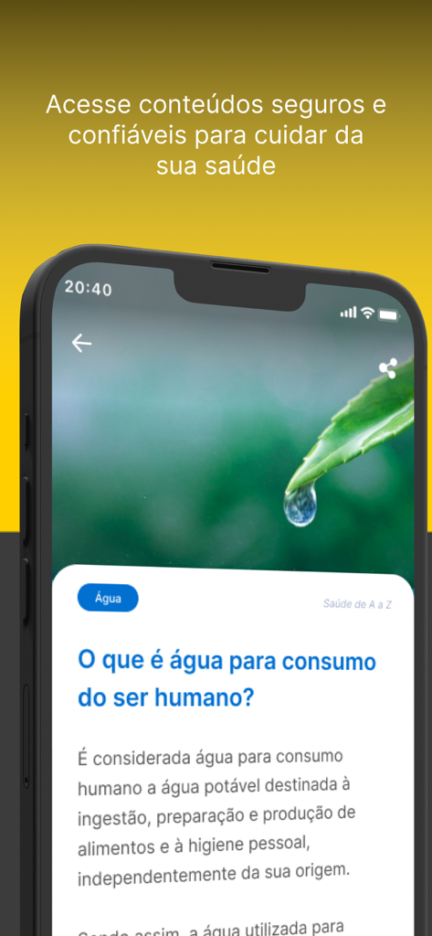 Meu SUS Digital - Smartphone screen showing educational health articles and wellness tips within the Meu SUS Digital app