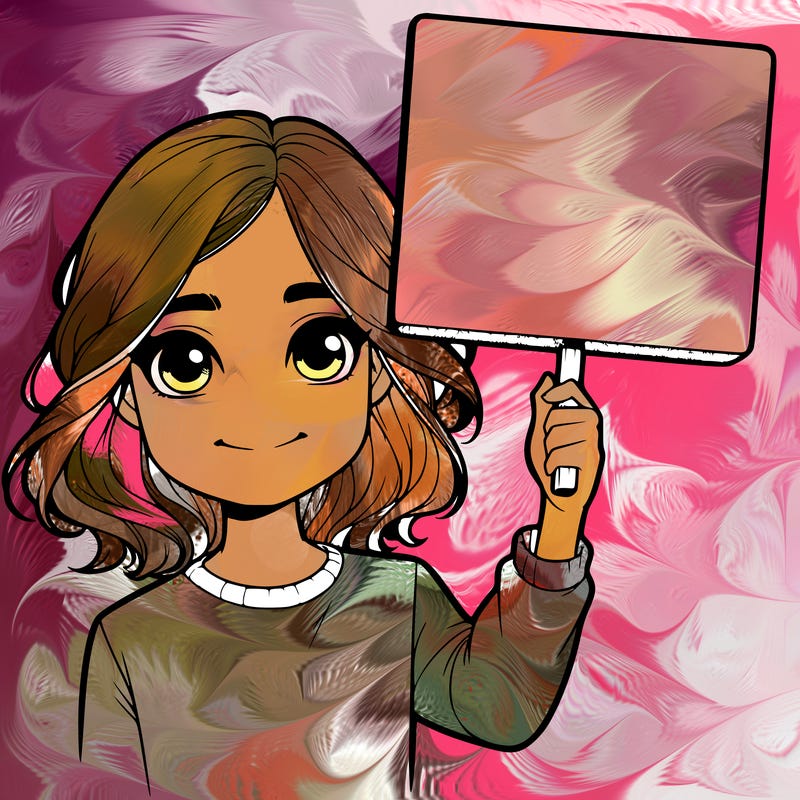 realistic girl holding up a sign