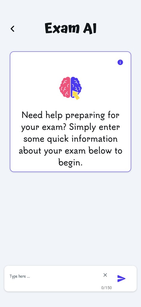 Interface do recurso Exam AI no aplicativo StudySmart para ajuda personalizada na preparação para exames.