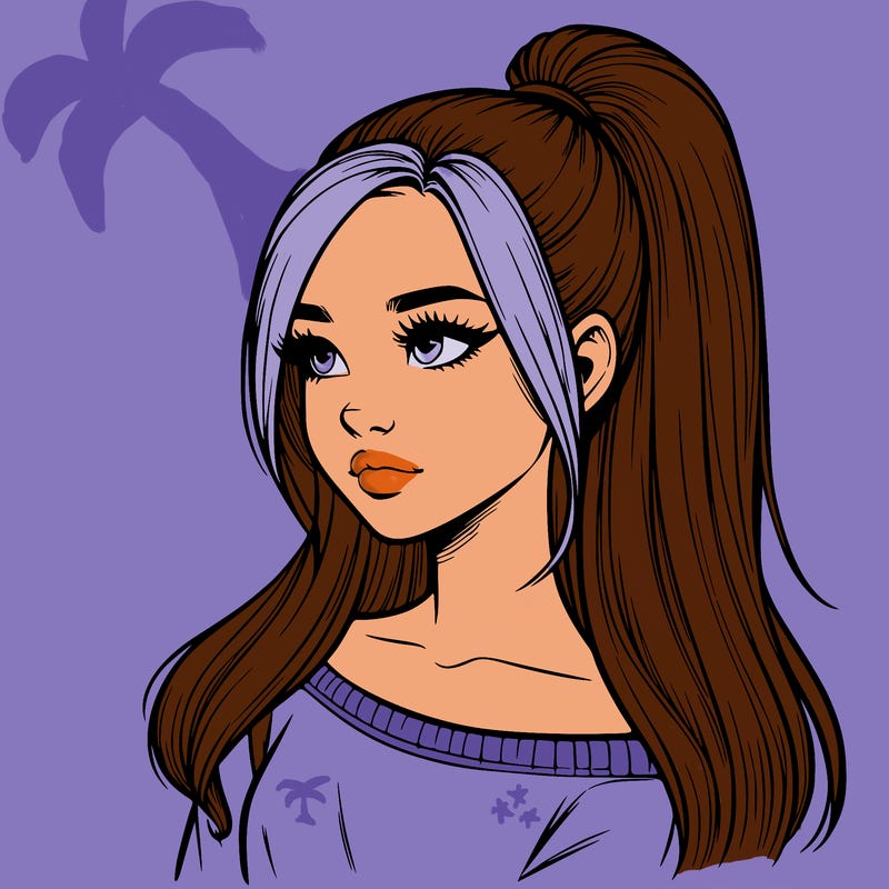 realistic girl with a high ponytail