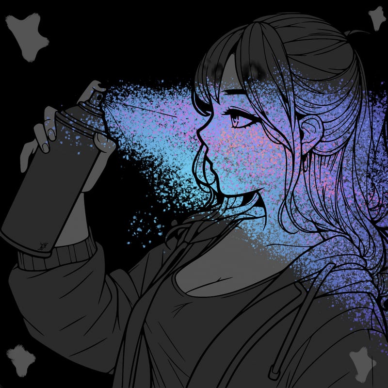 a realistic girl spray, painting