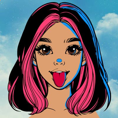 realistic girl with her tongue out