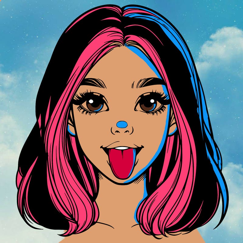 realistic girl with her tongue out