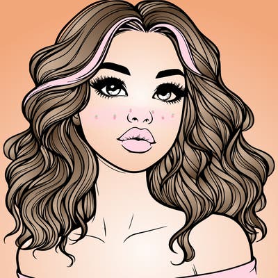 realistic girl with wavy hair and lips