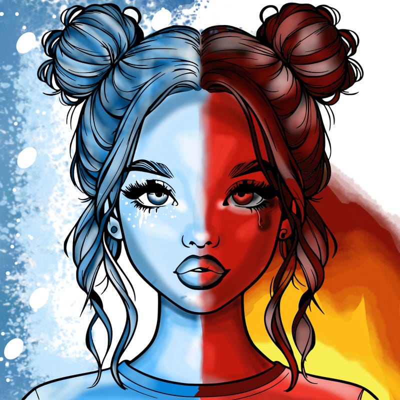 realistic girl with two buns in hair and lips