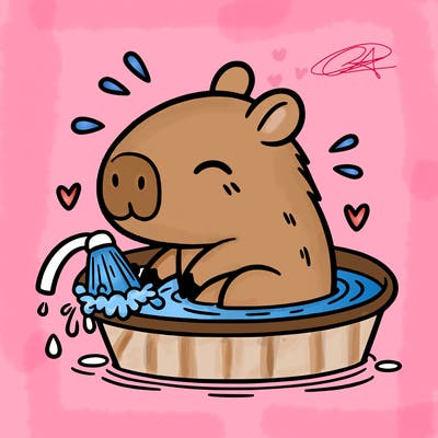 capybara taking a bath