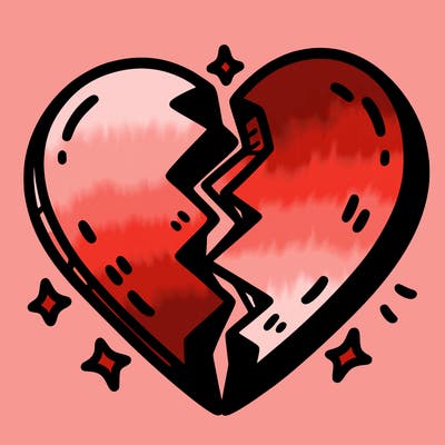 split in half heart