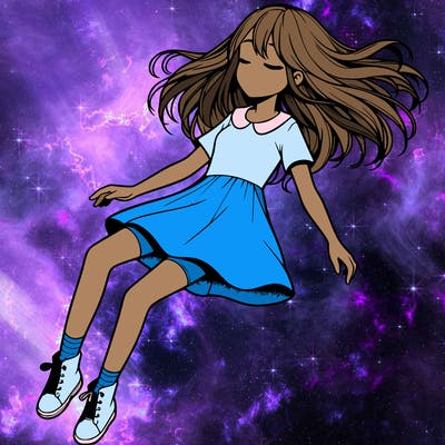 realistic girl floating