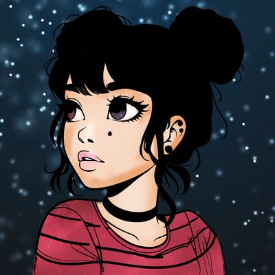 realistic girl with spacebuns