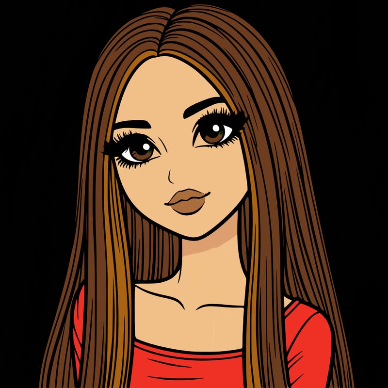 realistic girl with straight and long hair