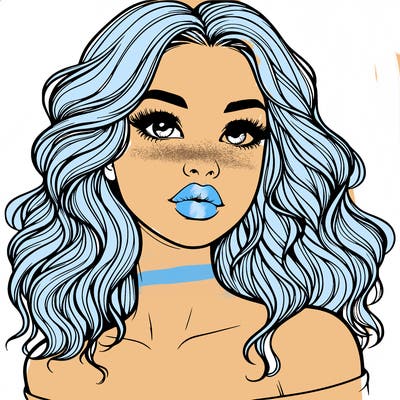 realistic girl with wavy hair and lips