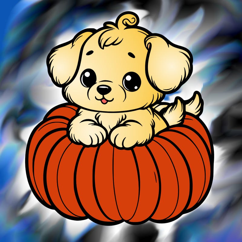 cute little puppy in a pumpkin